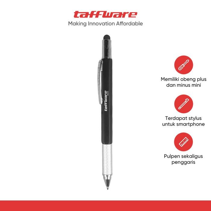 

Taffware Pena Multifungsi Plastik Stylus + Penggaris + Level - Black - Hitam