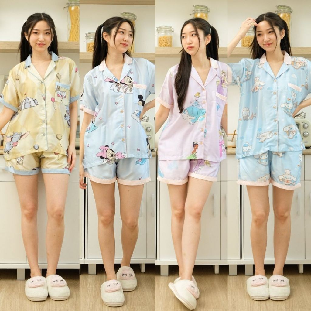 Cielyn | Organic Silk | Gracia Collection |  Piyama Wanita | Set Baju Tidur Motif Kartun