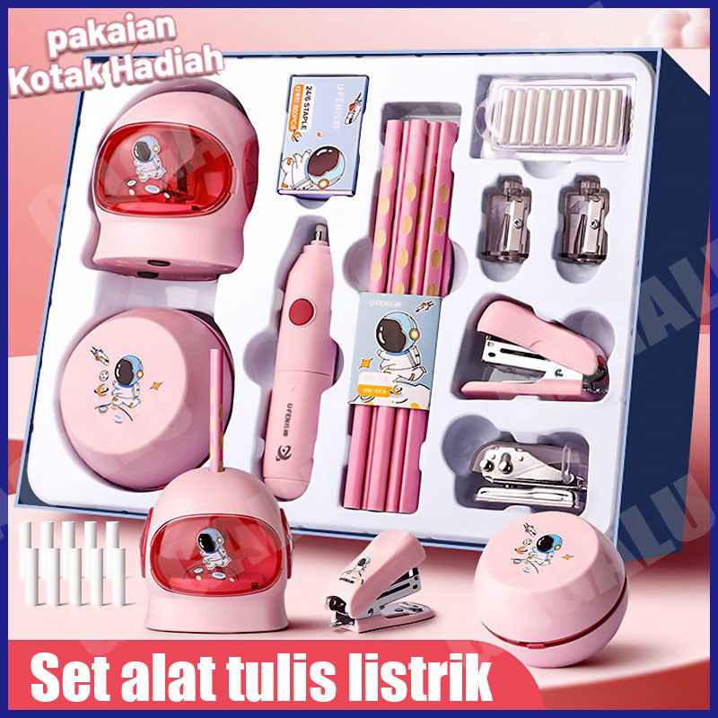 

GAGALU Electric Stationery Set / Set Alat Tulis /Elektrik Rautan Penghapus Vacuum Pensil 11 In 1 /Anak Alat Perkakas Belajar Anak Perempuan Kado