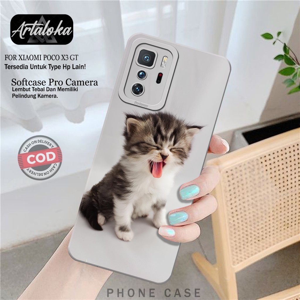 Softcase Hp Xiaomi Poco X3 GT Fashion Case Kucing Case Poco X3 GT Silikon TPU Pro Camera Casing Xiao