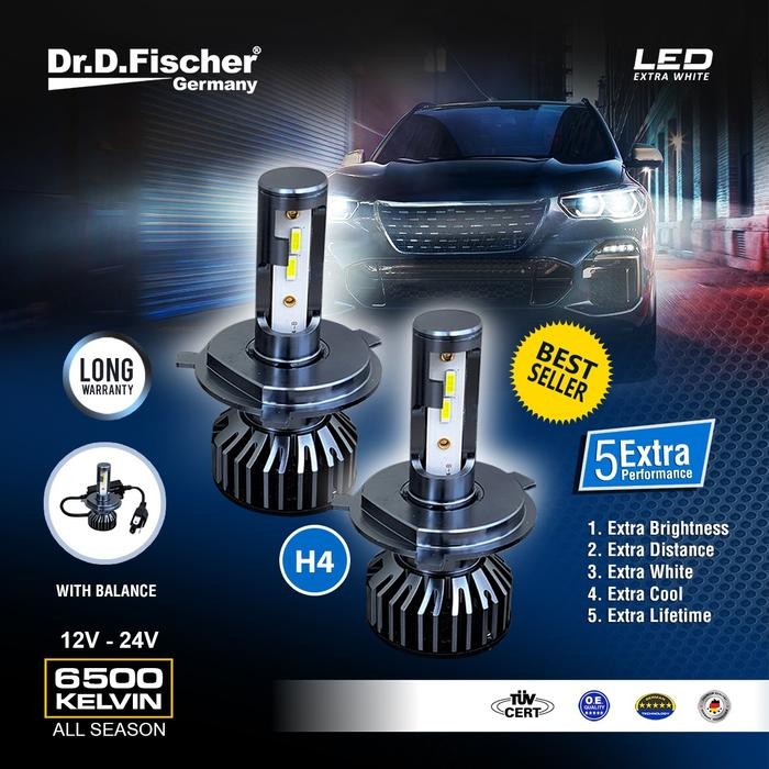 LED H4 40W 12V - 24V Dr.D.Fischer / Lampu Utama Mobil / Lampu LED