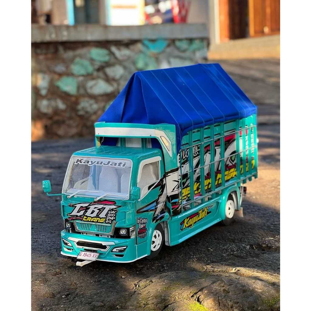 MINIATUR TRUK OLENG KAYU ASLI JUMBO FULL VARIASI LAMPU LED BONUS TERPAL TRUK OLENG MAINAN ANAK KADO 