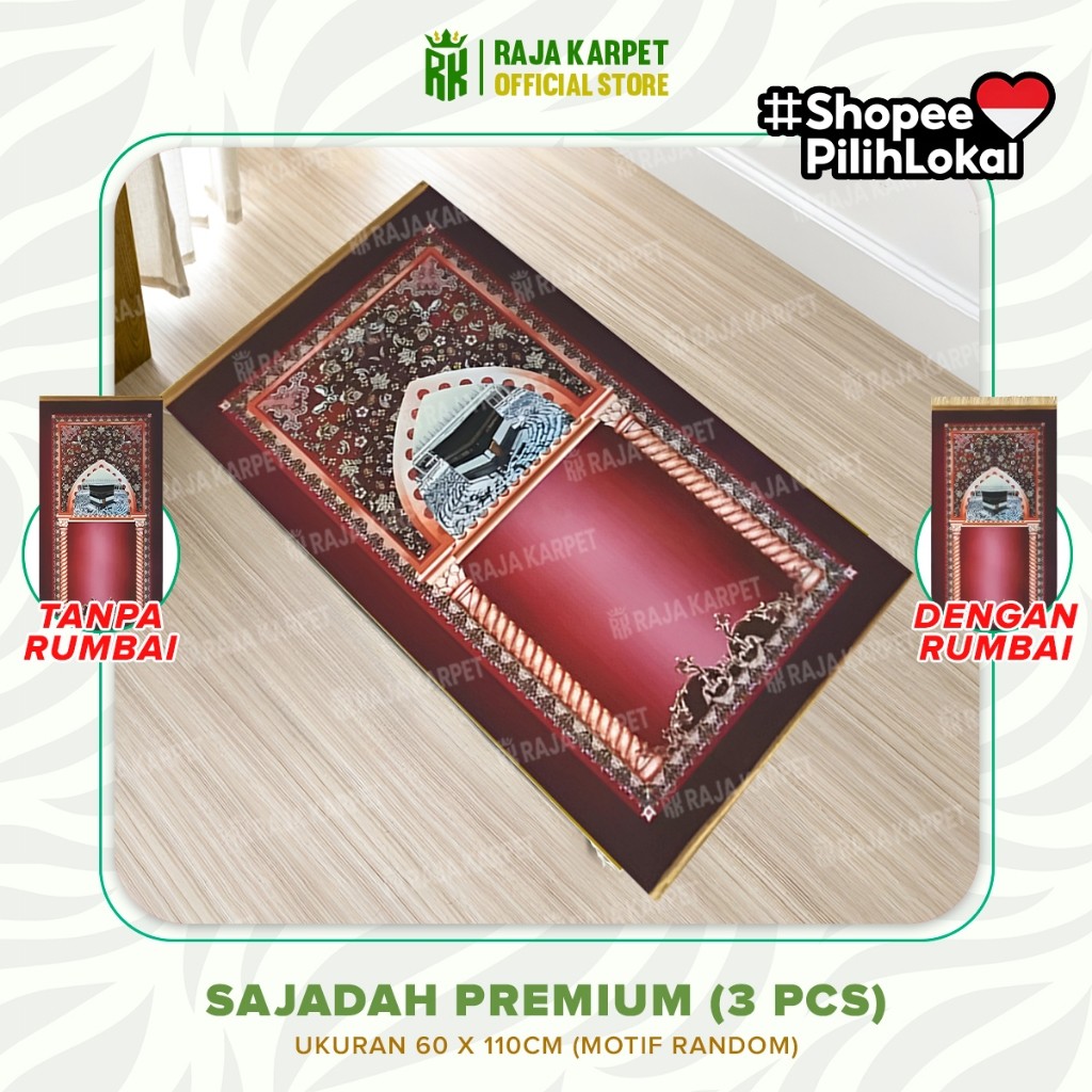BAROSHOP RAJA KARPET - PAKET 3 PCS Sajadah Premium Anti Slip Sajadah Sholat Tebal Jumbo Sajadah Lemb