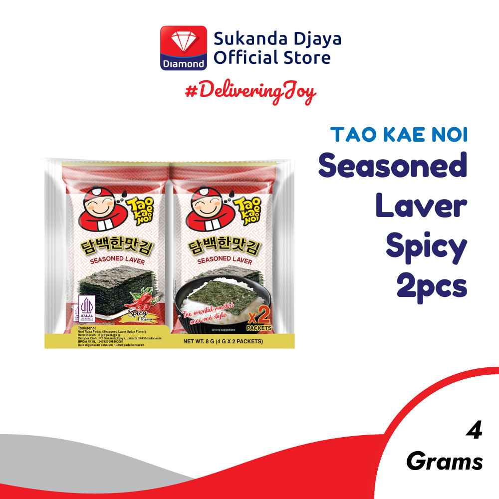 

Tao Kae Noi Rumput Laut Seasoned Laver Seaweed Spicy 2x4 gr