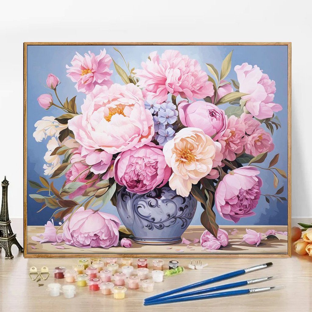 

Paint by Numbers - 40x50cm, Flowers Painting Kits for Beginners on Colored Canvas, Easy DIY Art for Home Decor Gift (No Frame)