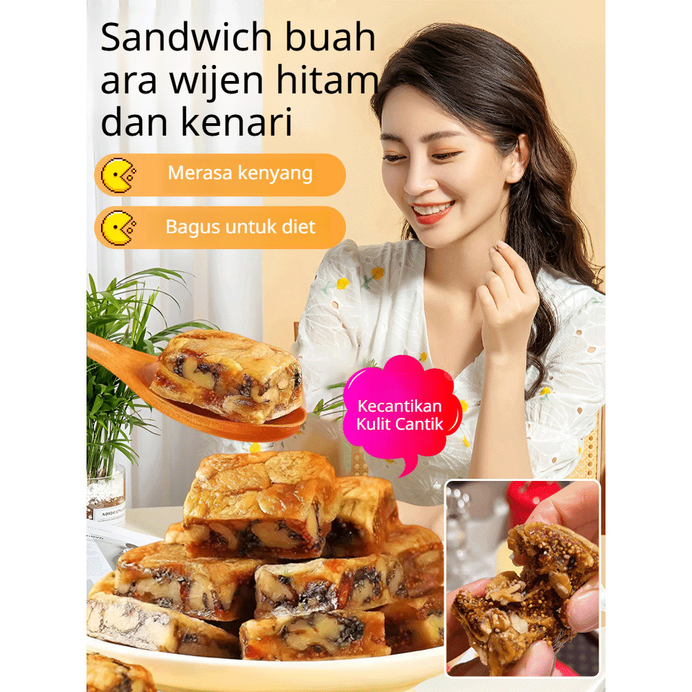 

Biskuit Sandwich Kacang Wijen Hitam Fig Camilan Sehat Rasa Manis Alami Protein Nabati Berserat Tinggi