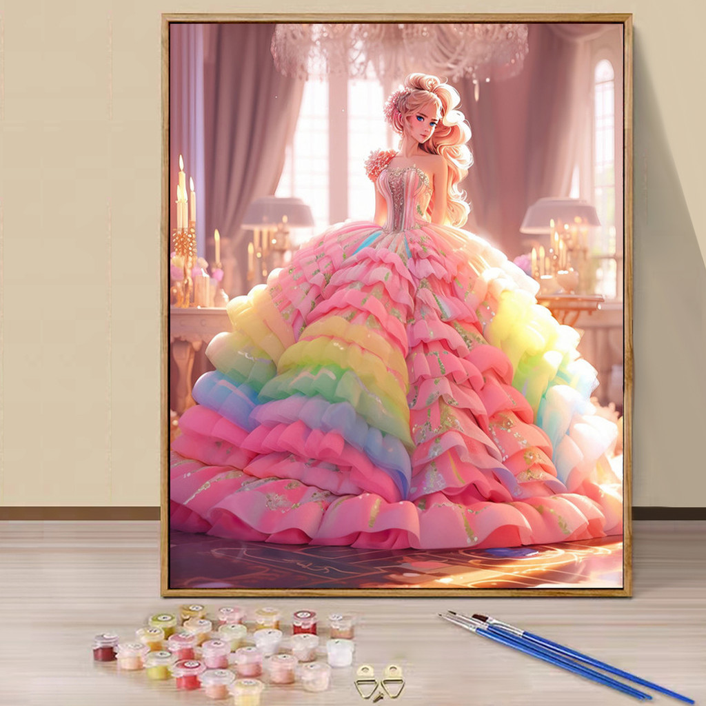 

Paint by Numbers - 40x50cm, Princess Painting Kits for Beginners on Colored Canvas, Easy DIY Art for Home Decor Gift (No Frame)