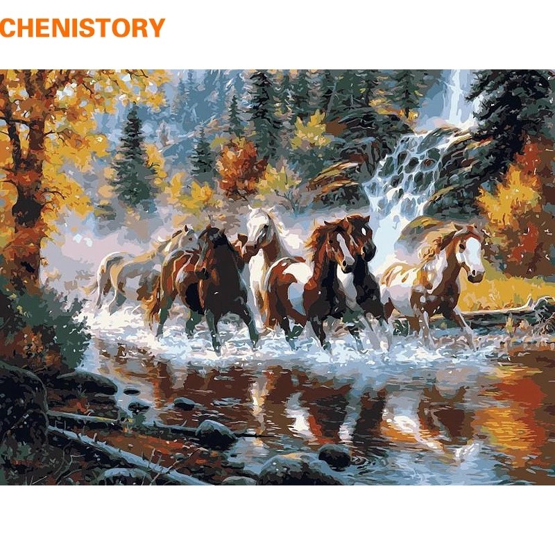 

CHENISTORY Running Horse DIY Painting By Numbers Canvas Painting Print On Canvas Unique Gift For Home Decor Wall Artwork
