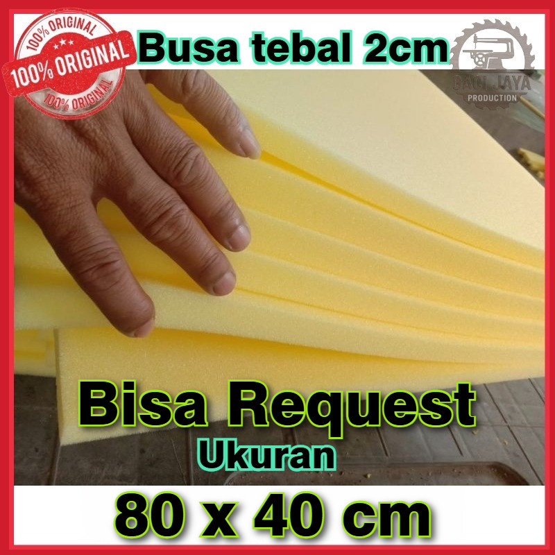 busa lembaran 2cm 80x40x2cm busa kuning