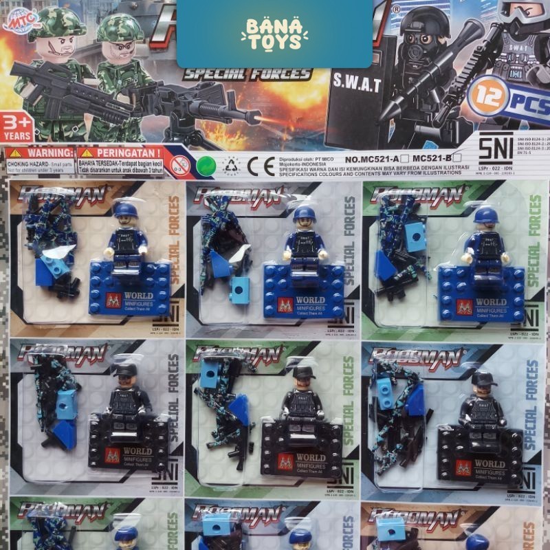 ( Bisa Cod ) roboman tentara SWAT biru army 1 pcs mainan brick SNI MURAH
