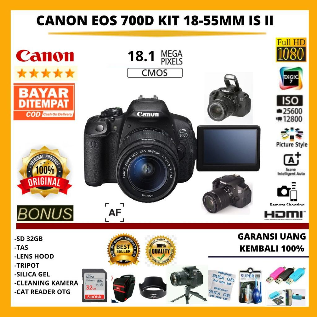 Canon 700d kit 18-55mm is KAMERA VLOG FREE ACCESORIES KAMERA