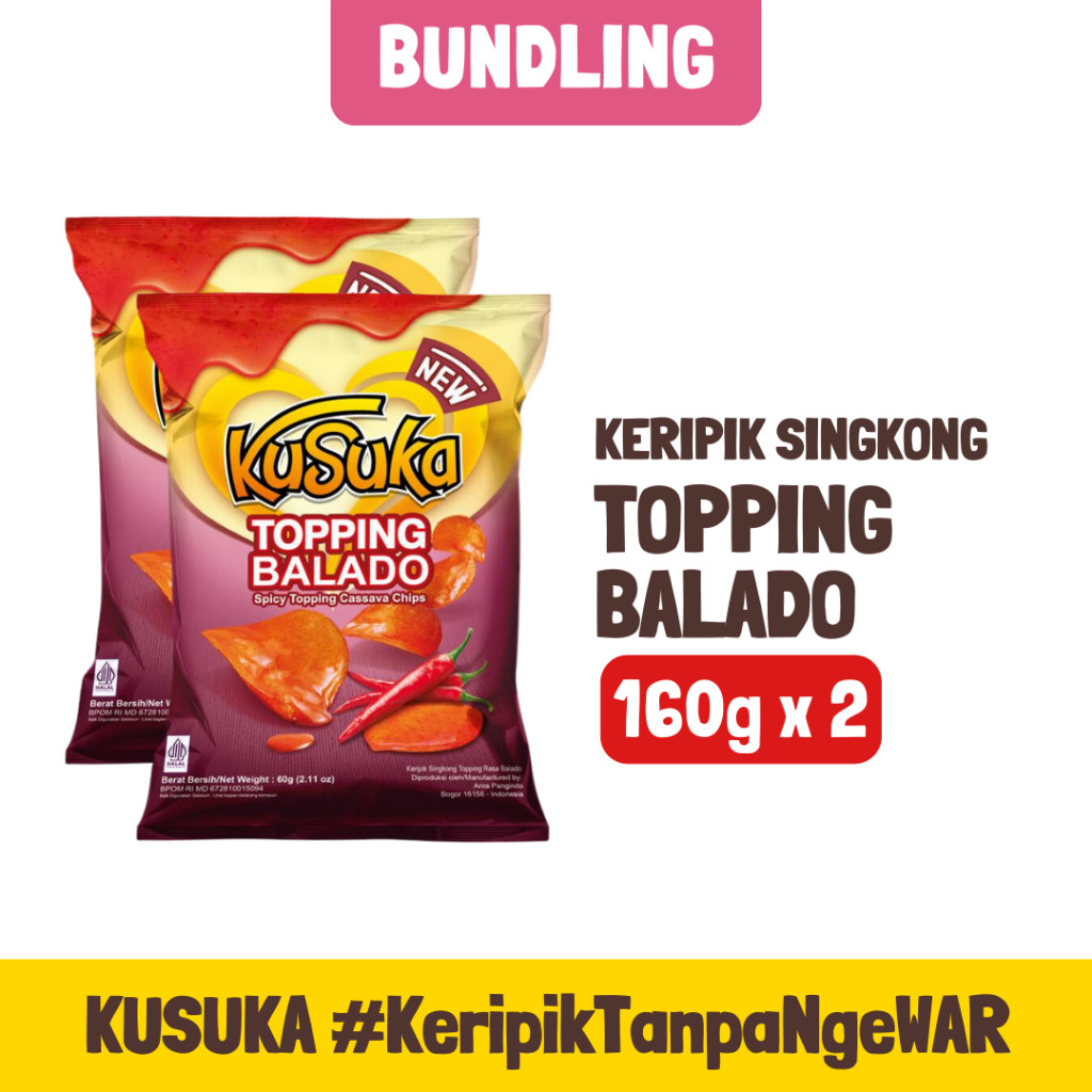 

NEW KUSUKA Keripik Singkong Topping Balado 160g - 2 pcs PREMIUM