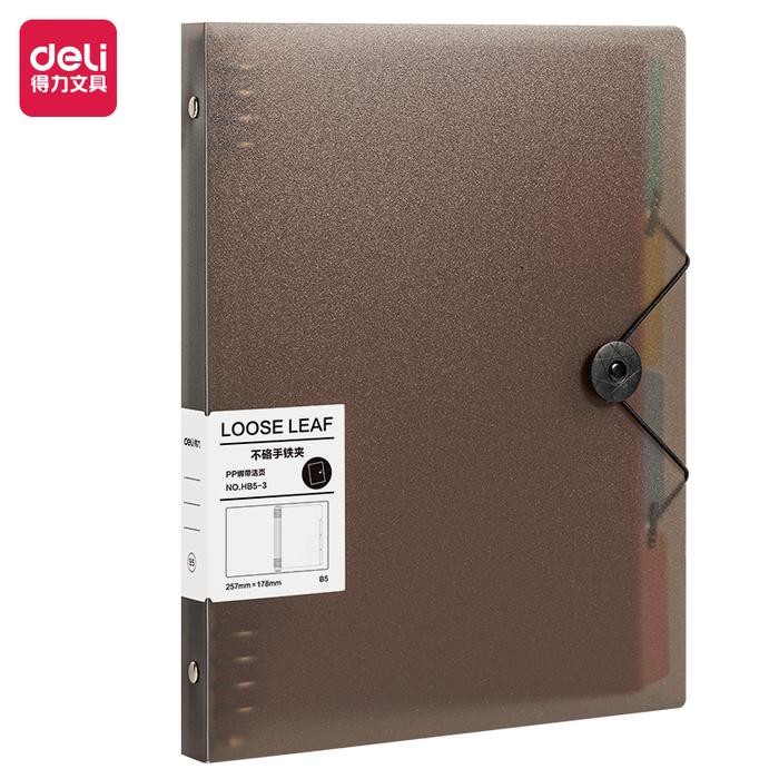 

TERLARIS! Deli Binder / Loose-Leaf Notebook A4 A5 B5 Strap Kunci HXX-3 - A4, DARK GREY