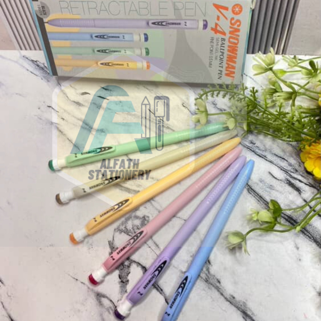 

Ecer Pulpen Snowman V-4 Hitam 0.5mm Pastel Colour / Bolpoin murah / Bolpoin cetik