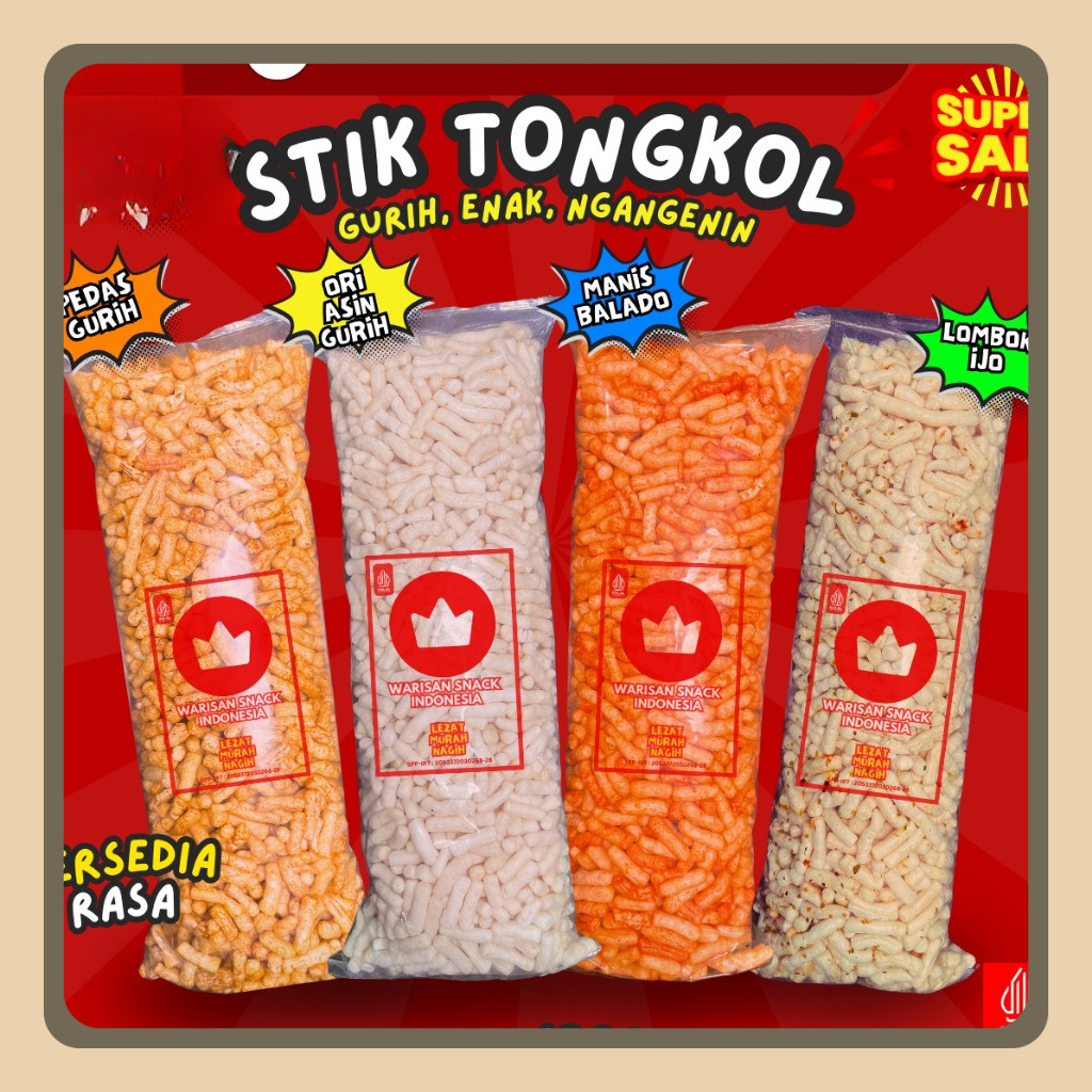 

(1 BALL) KERUPUK STIK IKAN TONGKOL WARISAN SNACK INDONESIA (1kg), Makanan Ringan Krupuk Cemilan Murah halal pedas daun jeruk