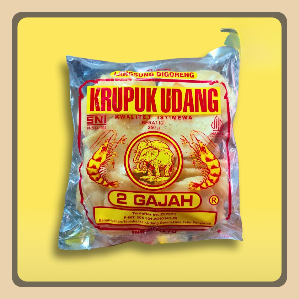 

KERUPUK UDANG MENTAH 2 GAJAH LANGSUNG DIGORENG 250 gram