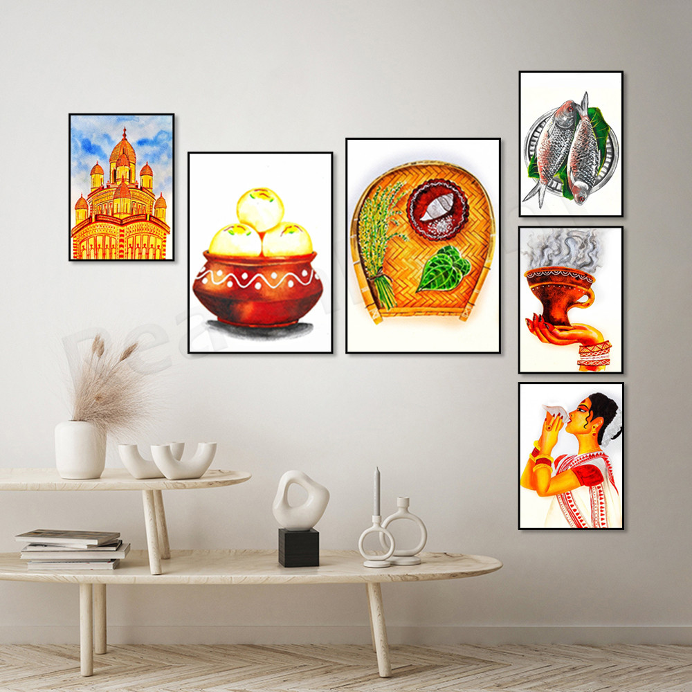 

kolkata wall art, bengali food art, kolkata painting, bengali home decor poster, kolkata wall art, watercolor painting