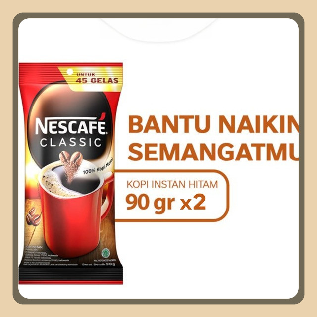 

NESCAFÉ CLASSIC Kopi Instan Hitam Sachet Bag 90gr x 2 pcs