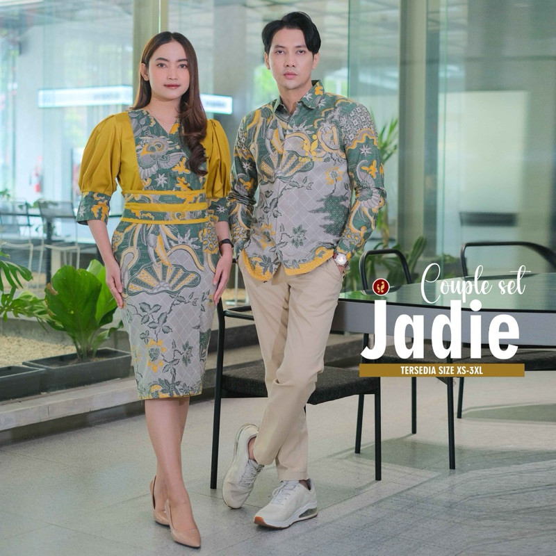 BATIK COUPLE PREMIUM JADIE BATIK MIRA SOLO | DRESS FULL FURING TRIKOT PREMIUM DAN KEMEJA FULL FURING