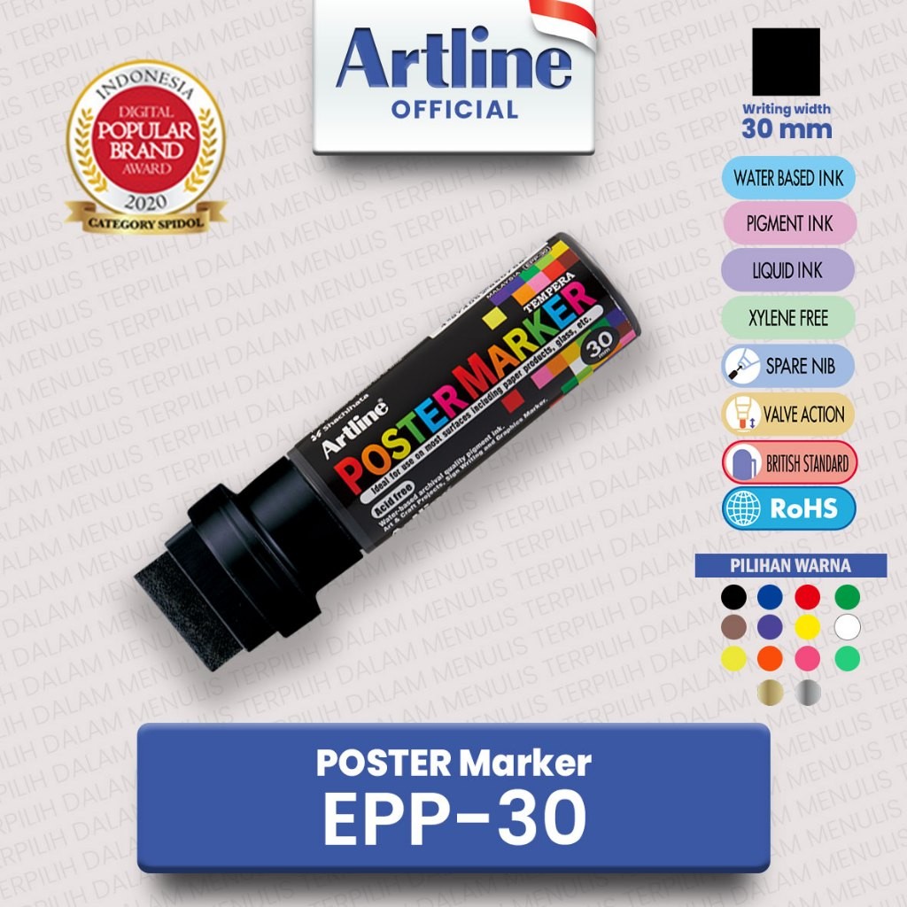 

Artline Spidol Poster Marker EPP-30 Gouache 14 Warna