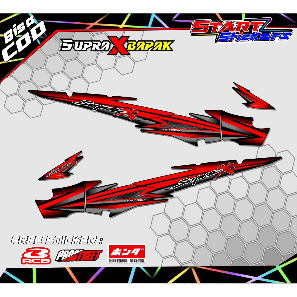 STRIPING VARIASI SUPRA X 110 LAMA HOLOGRAM  / STICKER LIST HONDA SUPRA X 110 SUPRA BAPAK