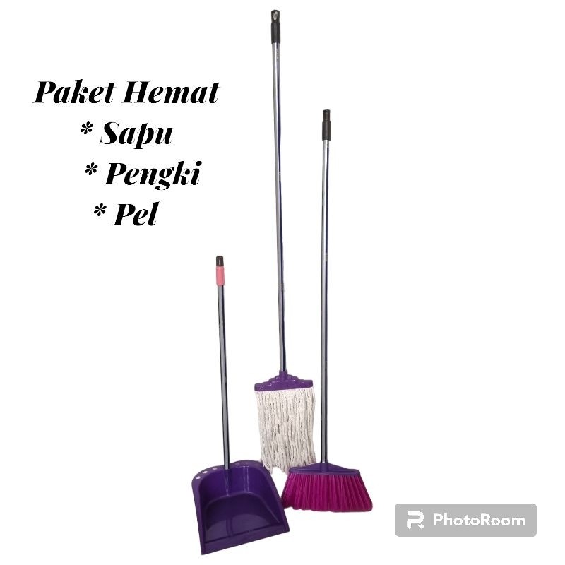 Sapu lantai pengki set Bossy Indostar/alat pembersih lantai/broomset dustpan 3in1