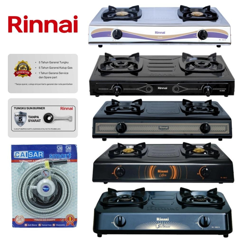 Kompor Gas Rinnai 2 Tungku RI 202S RI 302S RI 522S RI 522C RI 522E