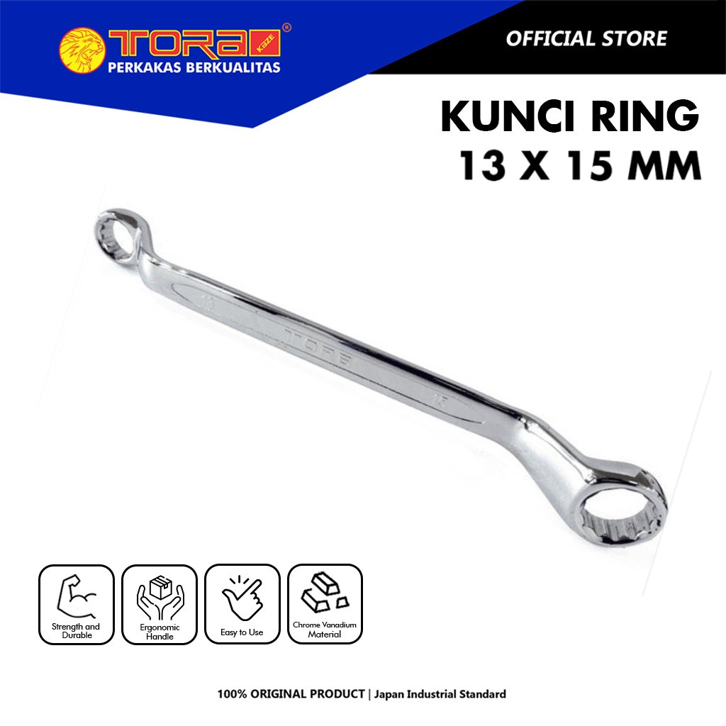 TORA Kunci Ring 13 x 15 mm - Double Ring Offset Spanner