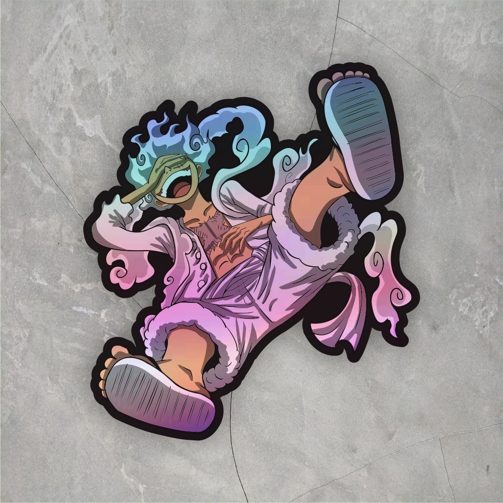 

OT STICKER Stiker Anime Hologram One Piece Monkey D Luffy Gear 5 Ukuran +- 8 cm Sticker motor case hp & Laptop Sticker waterproof anti air