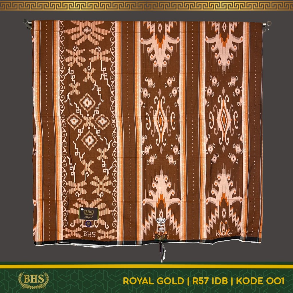 Sarung BHS Royal Gold Motif R57 IDB Ikat Dobby Halus dan Lembut Jahit Tengah [Garansi Original]