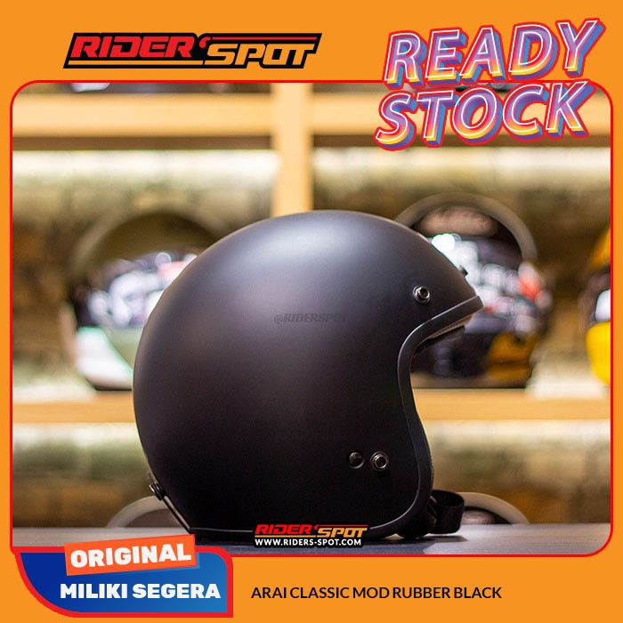 Helm Motor ARAI Classic Mod Rubber Black Open Face Helmet Retro Ori