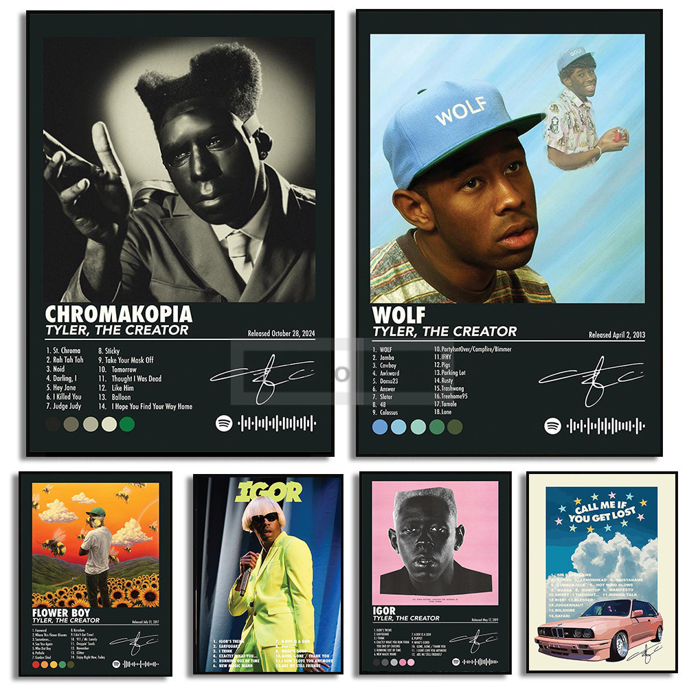 

Rapper Tyler the Creator Album Cover Poster Tracklist Signature Prints Canvas Painting Wall Art Pictures Home Room Music Decor