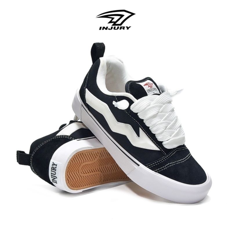 Injury - Sepatu Sneakers Pria Wanita Hitam Putih Injury Gen Everest