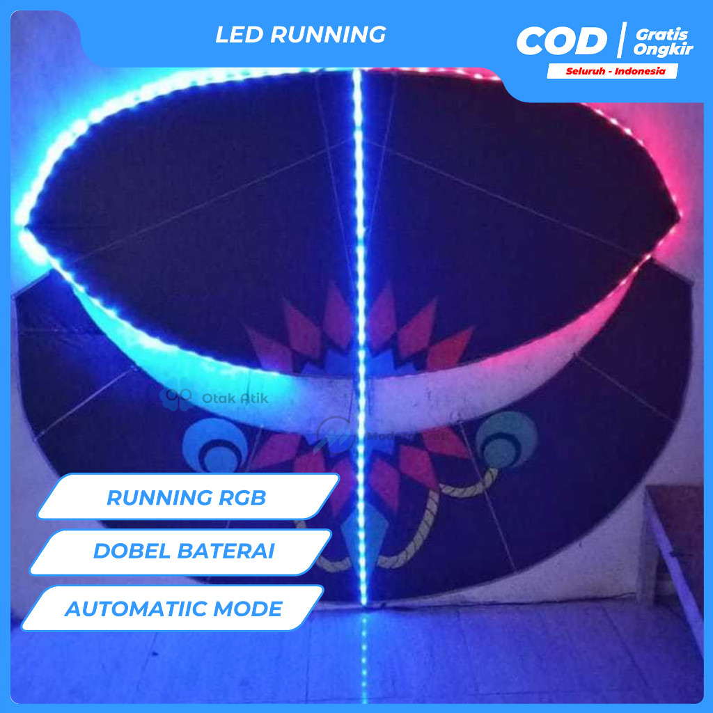Lampu layang-layangan LED strip running dobel batre cas dengan sensor vahaya-Modern craftCO