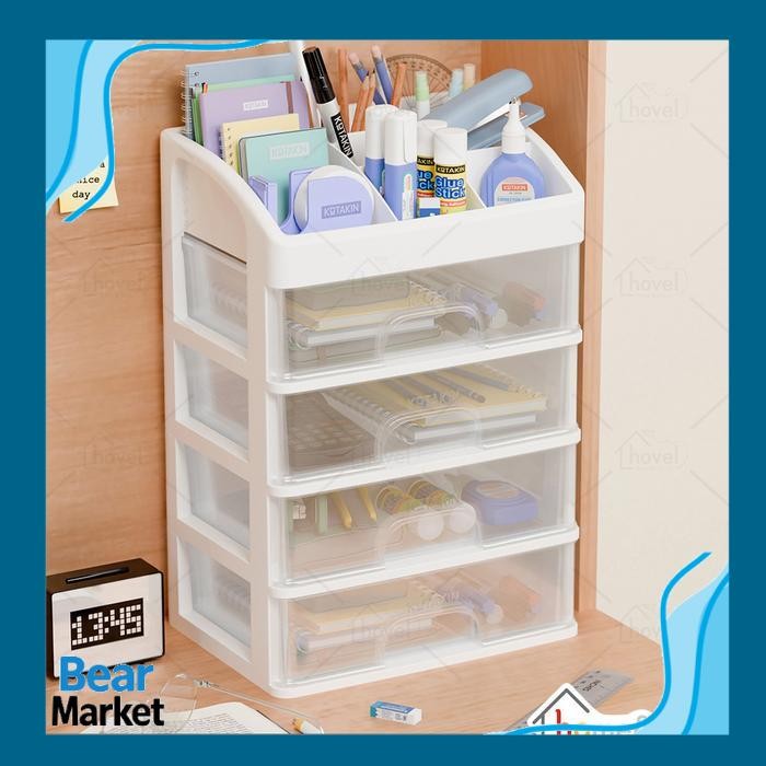 

BEAR Rak Meja Alat Tulis Desk Organizer Stationery Laci Storage ATK Kantor Penyimpanan Multifungsi - 3 Laci