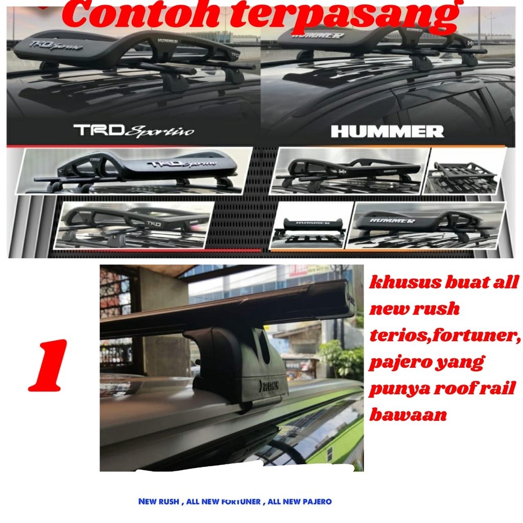 Paket Lengkap Rack Mobil TRD Sportivo Hummer Rak Roof Rail Jepit Body 115 x 80 cm Universal Rush Ter