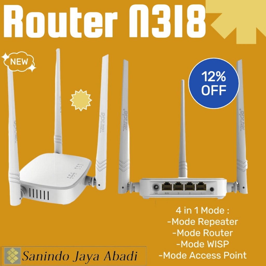 Router Tenda N318 Wiresless 300Mbps 3 Antena