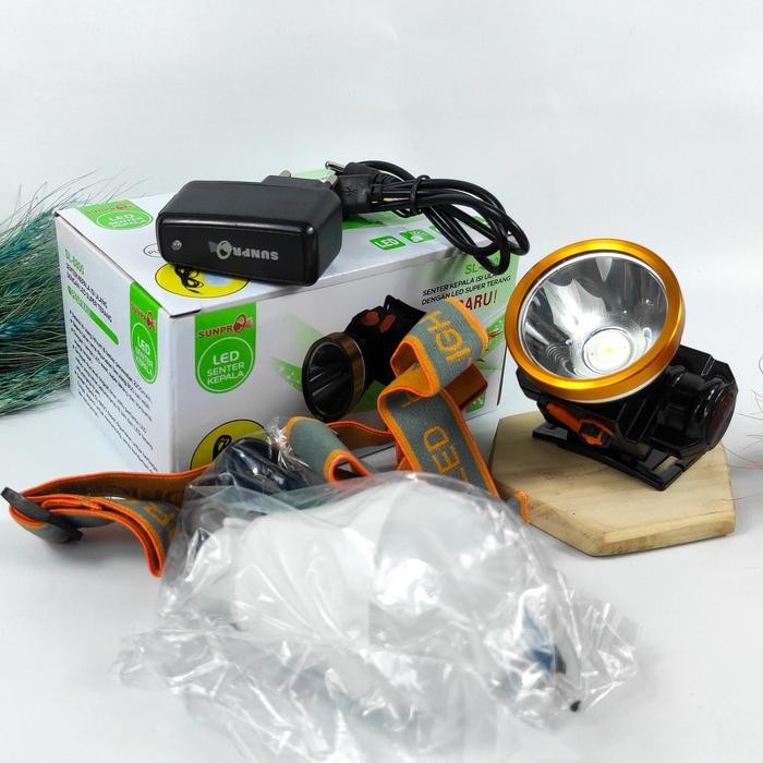 Senter Kepala Sunpro SL-8800 Putih 7Watt Headlamp Charger bonus Lampu