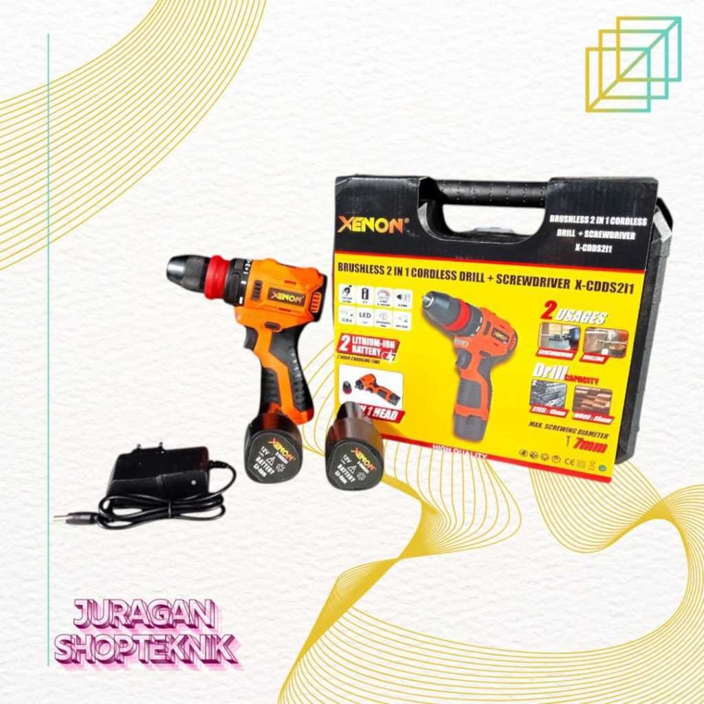 XENON - Cordless 2 in 1 Drill & Screwdriver X-CDDS211 | Bor Baterai Brushless 12V