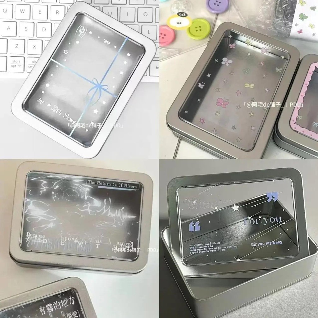 

1 Piece Creative Design Stationery Organizer Sweet Korean Fashion Kpop Photocard Storage Box Portable Sticker Organizer Student