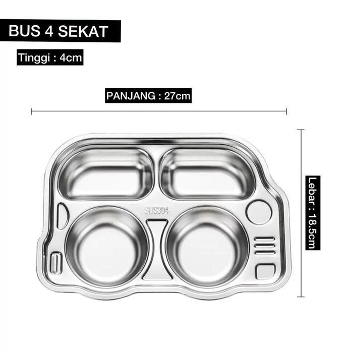 Piring Makan Stainless Anak / Piring Makan Sekat Anak SUS 304 Stainless / Piring Sekat Stainless / P