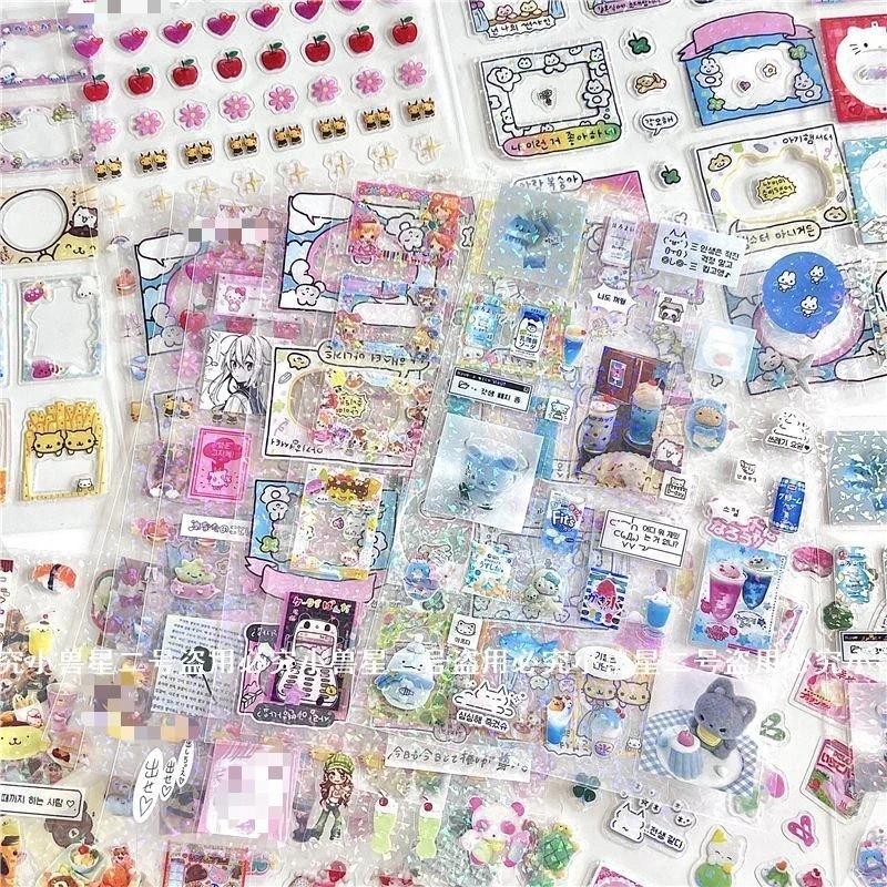 

10Pcs Random Japanese Retro Anime PET Cut-Film Sticker Flash Laser Decal Girl mobile Phone Case Journal Scrapbook DIY Decoration