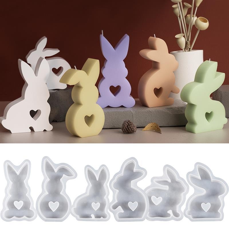 

Cute Rabbit Candle Silicone Mold Gypsum Car Mounted Incense Expanding Gypsum Decoration Mold Easter Aromatherapy Candle Mold