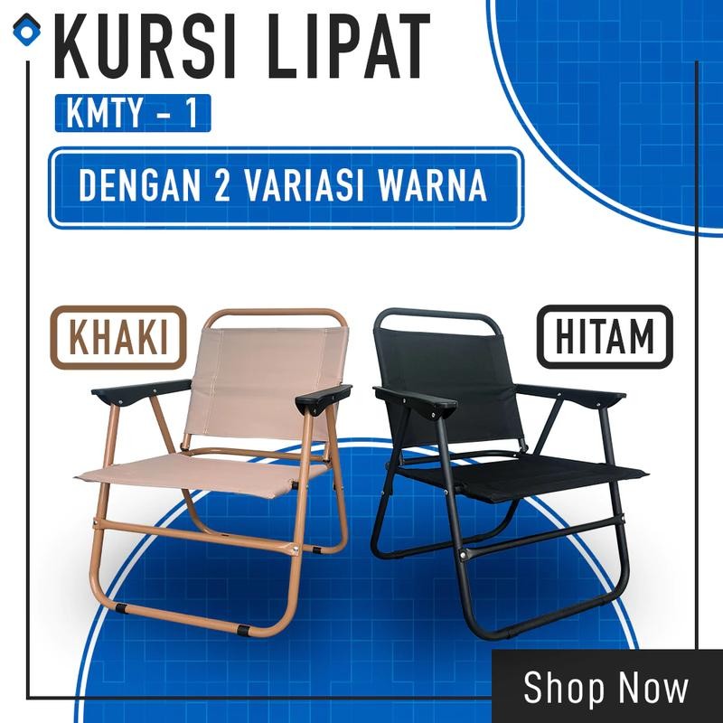 EX Kursi Lipat dengan Gagang Kayu Kursi Camping Kursi Pantai Lipat Beban 150kg Camping Foldable Chai