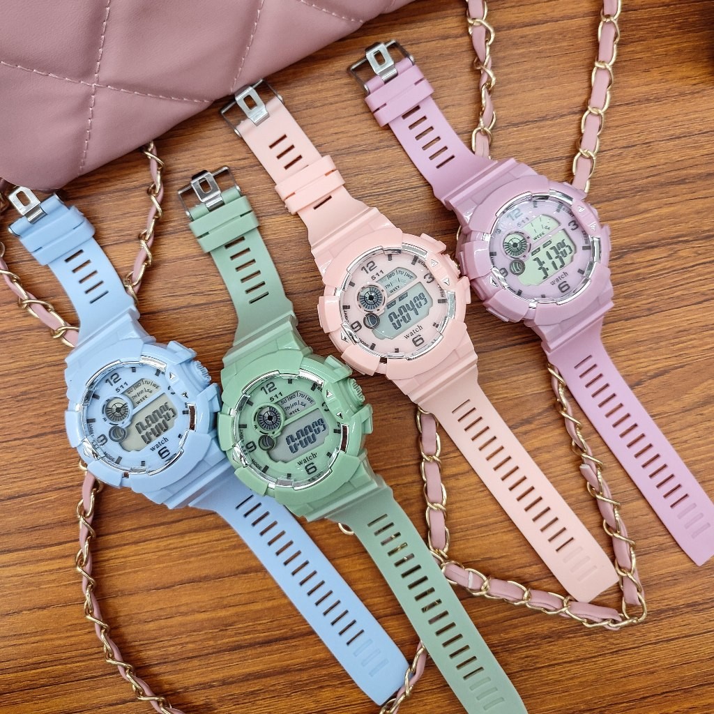 Jam Tangan Wanita Pria Digital Bulat LED Watch Fashion Remaja