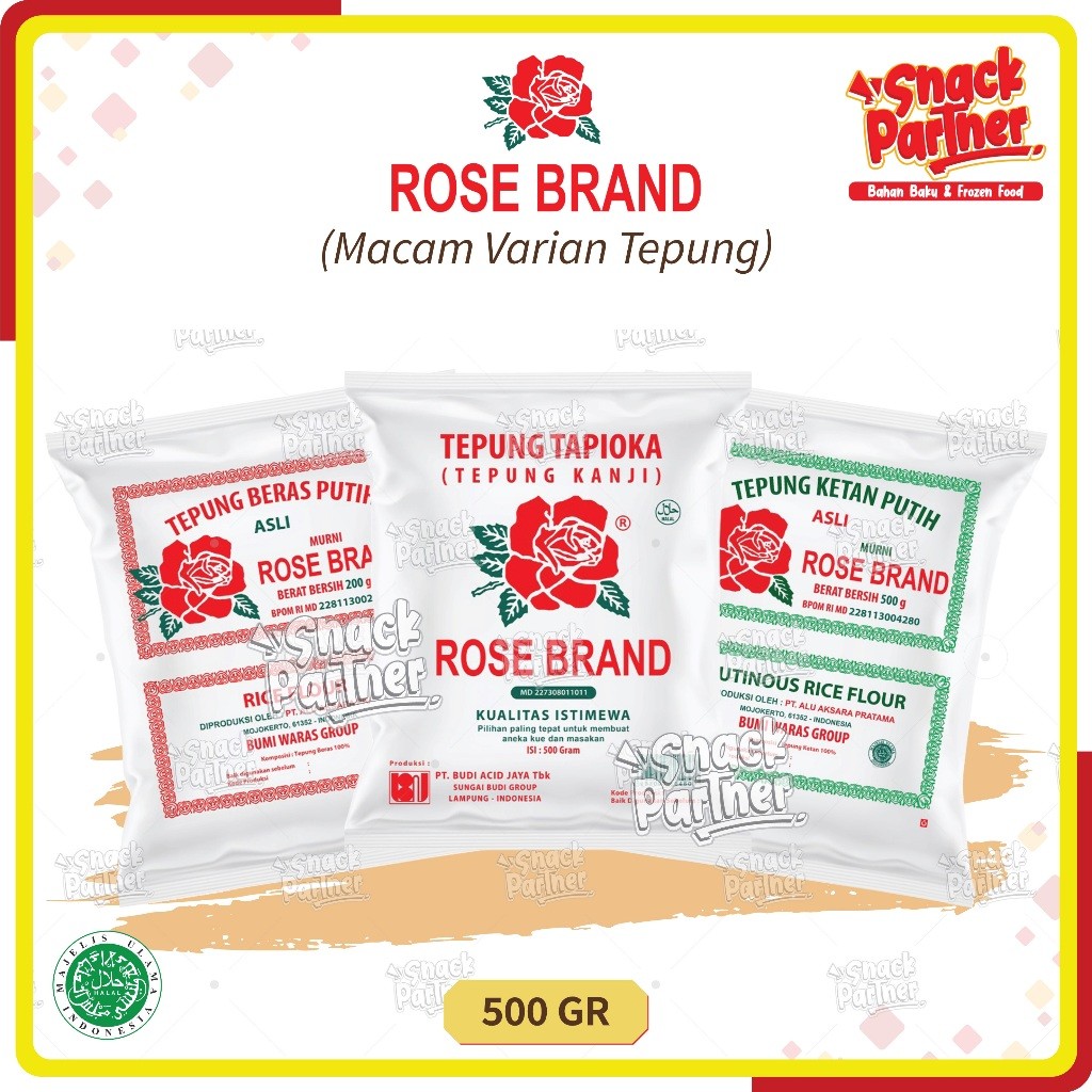 

ROSEBRAND TEPUNG 500 GR - Tapioka Kanji Beras Ketan Putih Rose Brand 500GR
