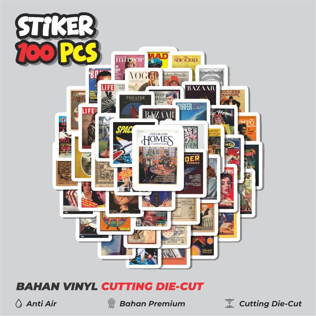 

Terbaru! 50 pcs Stiker Vintage Cover Magazine Dekorasi Lucu Kreatif untuk Notebook, Skateboard, HP