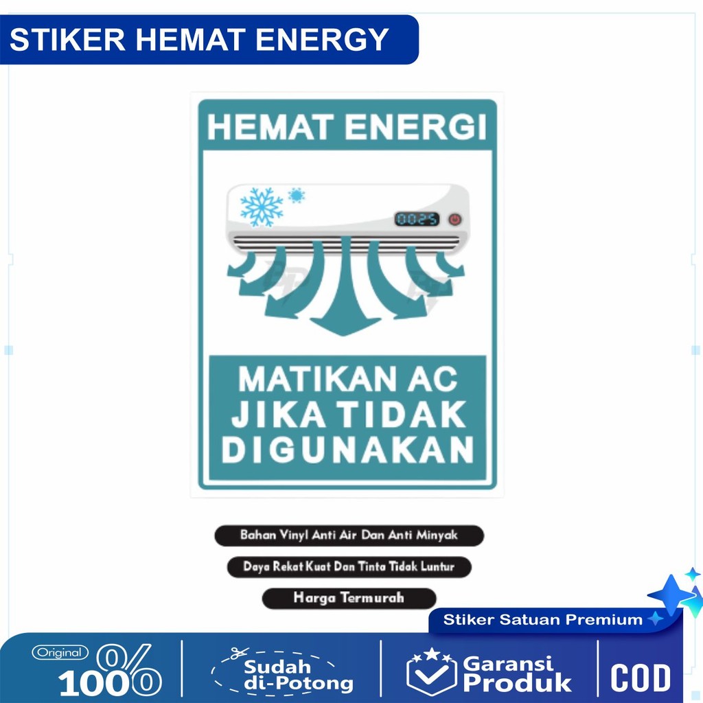 

Sticker Harap matikan ac / Stiker matikan ac / stiker ac / stiker hemat energi / stiker hemat listrik