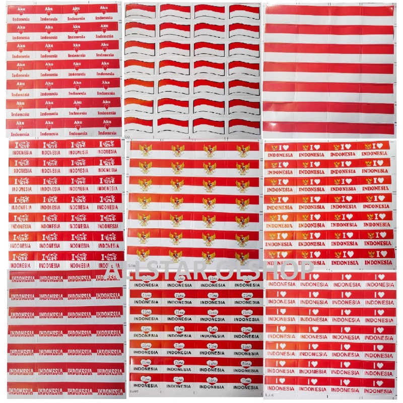 

Stiker pipi merah putih bendera ISI 32 stiker pipi polos / motif i love indonesia / stiker pipi bendera i love indonesia