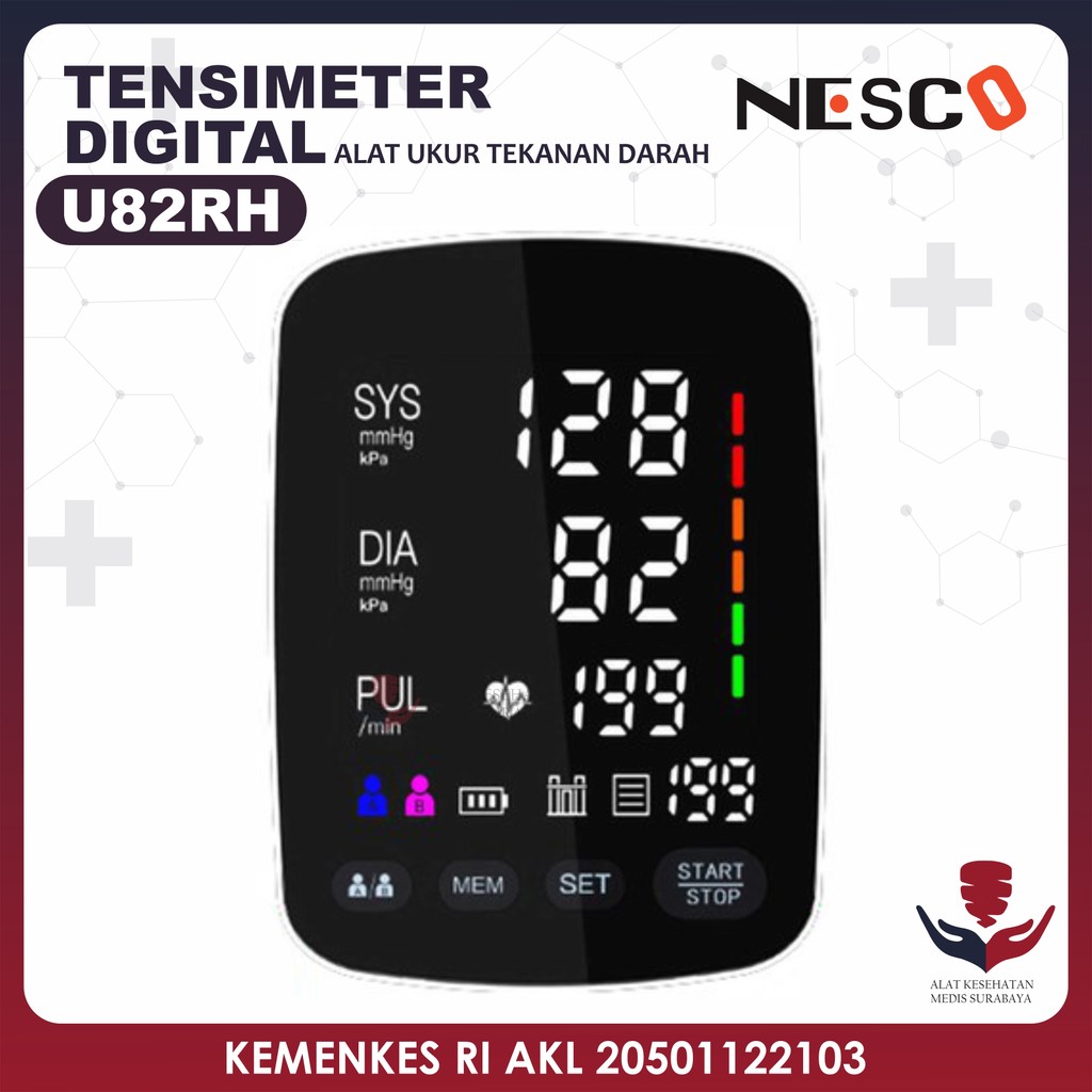 Tensimeter U82RH Tensi Digital Alat Diagnosa Darah Detak Jantung Nesco
